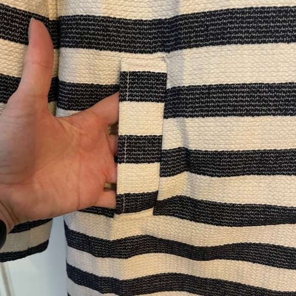 Target Merona Coat Blue and White Stripe With Yellow Liner - Picture 3 of 12